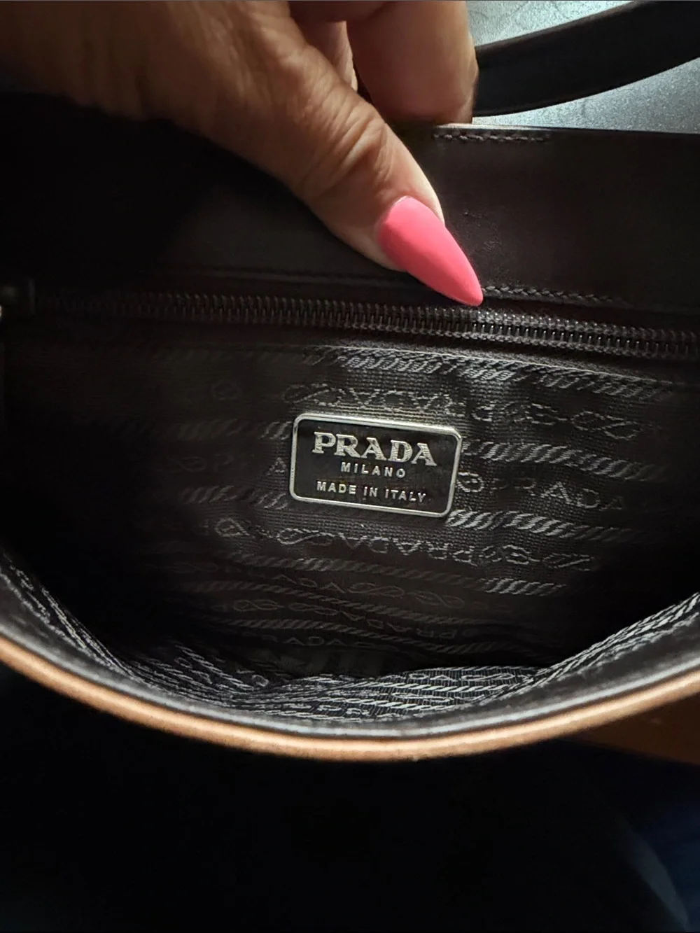 PRADA Tan Leather Messenger Bag with Wide Shoulder Strap
